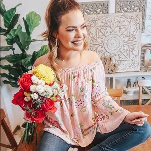 Off the shoulder floral top with belle sleeves